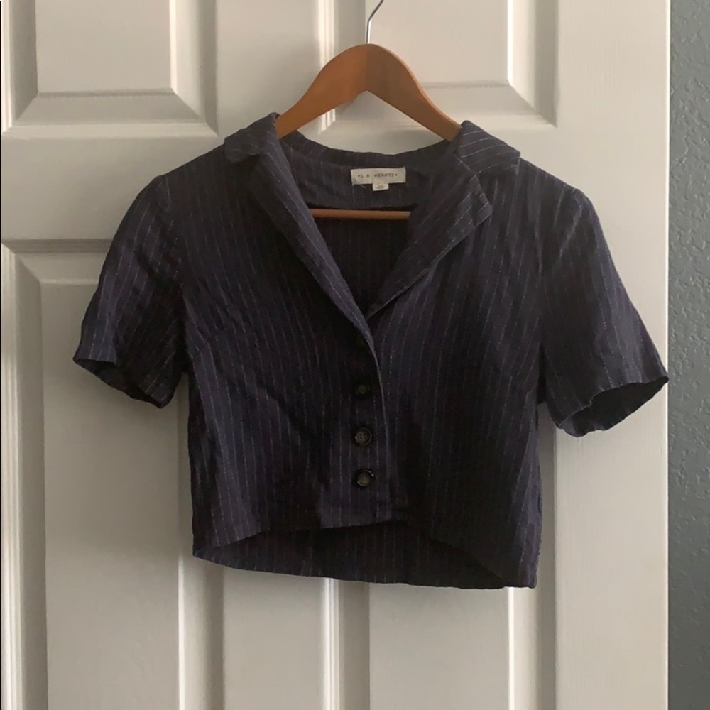 Collared button up crop top